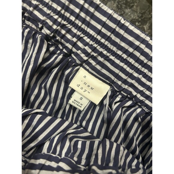 A New Day Women's A Line Skirt Navy Blue Pinstripe Size Small Preppy Coastal - Picture 3 of 5